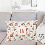 Red fox cute animal nursery monogram decorative cushion<br><div class="desc">White background,  decorated with a pattern of a cute red fox.  Personalise and add baby's monogram letter.</div>