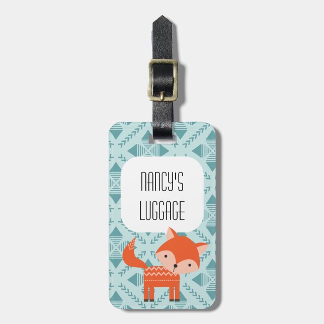 Red Fox Cute Woodland Animal Luggage Tag (Front Vertical)