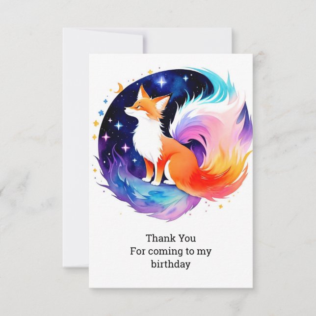 Red Fox Dreams Birthday Thank You Card (Front)