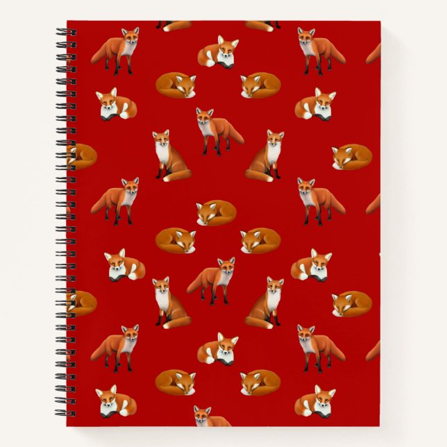 Red Fox Family 8.5 × 11 Notebook (Front)