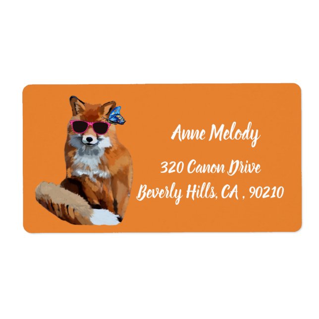 Red Fox, Fancy Fox Art Return Address Label (Front)
