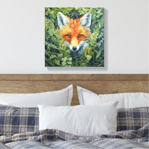 Red Fox Foliage Art  Canvas Print