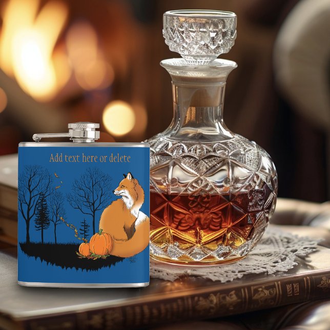 Red Fox Forest Pumpkin Hip Flask (Creator Uploaded)