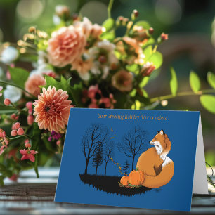 Red Fox Forest Pumpkins Card