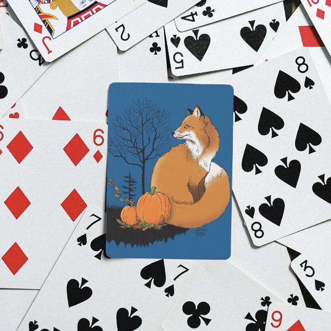 Red Fox Forest Pumpkins Playing Cards (Creator Uploaded)