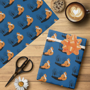 Red Fox Forest Pumpkins Wrapping Paper