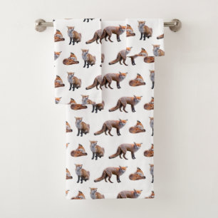 Red Fox Frenzy Bathroom Towel Set