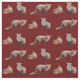 Red Fox Frenzy Fabric (Burgundy)