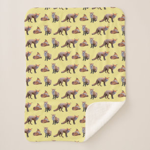 Red Fox Frenzy Sherpa Blanket (Yellow)