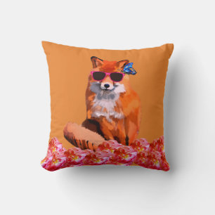 Red fox Funny Cute Art Throw Pillow