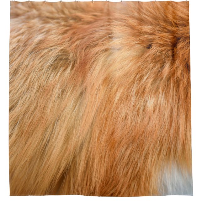 Red fox fur texture shower curtain (Front)