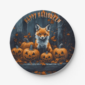 Red Fox Halloween Paper Plate
