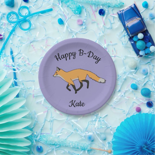 Red Fox Happy Birthday Paper Plate (Party)