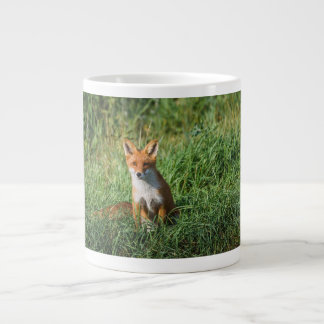 Red fox hat large coffee mug