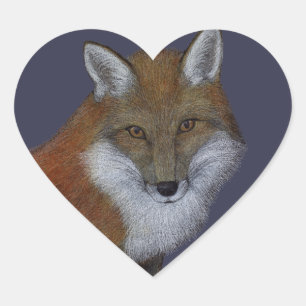 Red Fox Heart Sticker