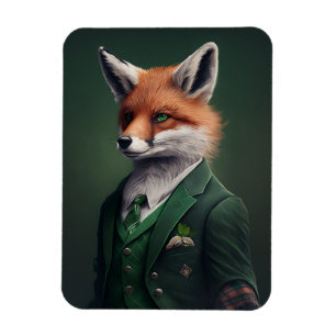 Red Fox in a Green St. Patrick's Day Suit Magnet