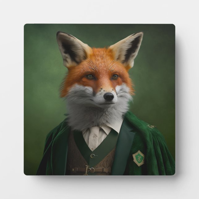 Red Fox in a Green St. Patrick's Day Suit Plaque (Front)