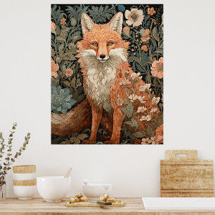 Red Fox in a Victorian English Garden Poster