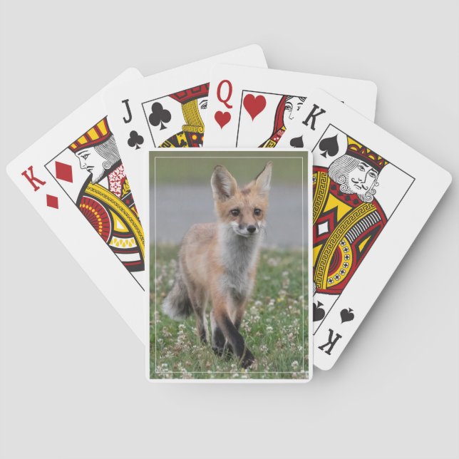 Red Fox In Clover Playing Cards (Back)