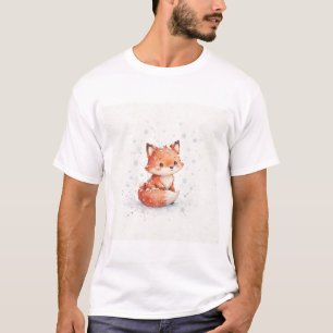 Red Fox in Falling Snow Christmas T-Shirt