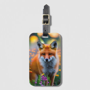 Red Fox in Field of Wildflowers  Luggage Tag