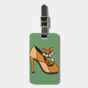 Red Fox in High Heel Shoe Art Luggage Tag