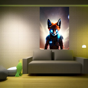 Red fox in space   AI Art Poster