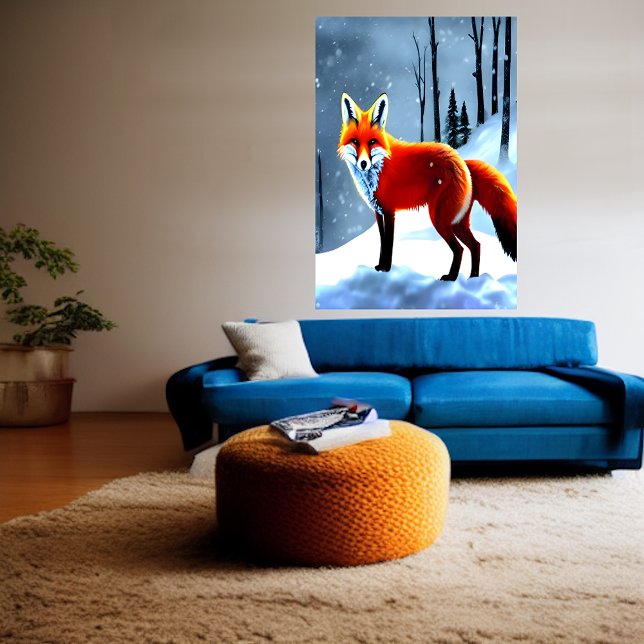 Red fox in the snow | AI Art  Poster (Creator Uploaded)