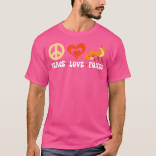 Red Fox Kawaii Peace Love Foxes T-Shirt