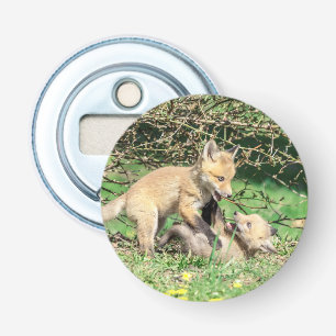 Red Fox Kits Playing Bottle Opener
