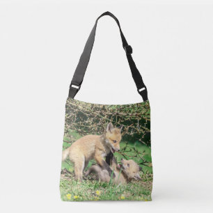 Red Fox Kits Playing Crossbody Bag