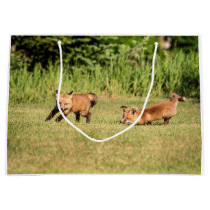 Red Fox Kits Playing Large Gift Bag