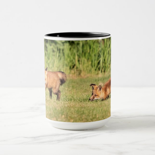 Red Fox Kits Playing Mug (Center)