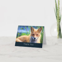 Red Fox Laying in Grass Scenic Wildlife Thank You