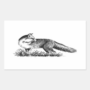 Red Fox (line art) Rectangular Sticker