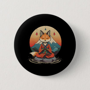 Red Fox Meditation Mountain Yoga Zen Buddha Buddhi 6 Cm Round Badge