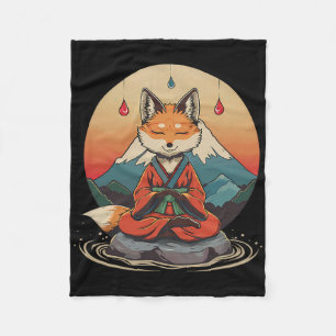 Red Fox Meditation Mountain Yoga Zen Buddha Buddhi Fleece Blanket