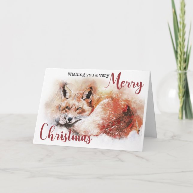 Red Fox Merry Christmas Card (Front)