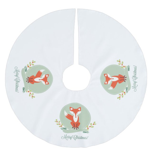 Red Fox Merry Christmas - Christmas Tree Skirt (Front)
