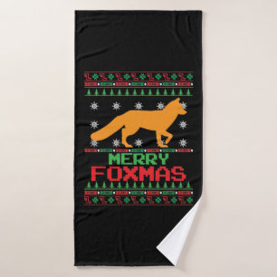 red fox Merry Foxmas Bath Towel