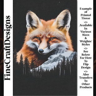 Red Fox & Mountain Landscape CE3 Decoupage Tissue Paper