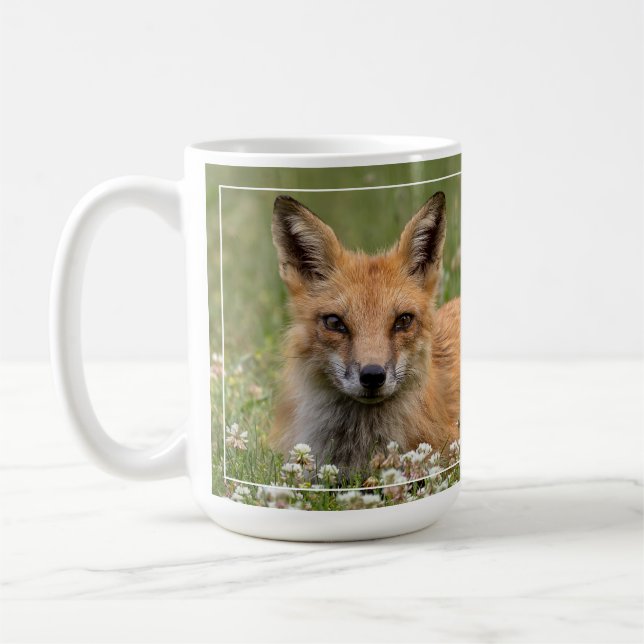 Red Fox On A Bed Of Clover Coffee Mug (Left)