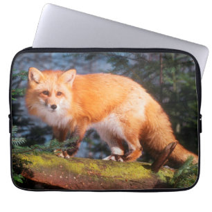 Red Fox on a log Laptop Sleeve