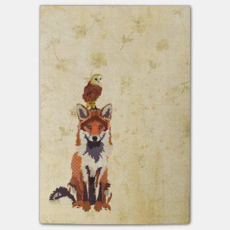 Red Fox & Owl Post It Note
