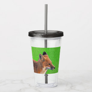 Red Fox Painting - Original Wildlife Art Acrylic Tumbler