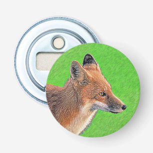 Red Fox Painting - Original Wildlife Art Bottle Opener
