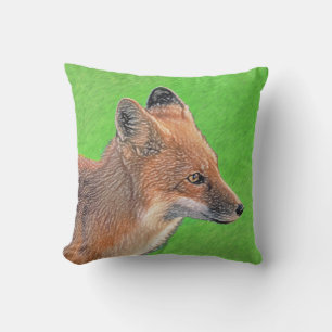 Red Fox Painting - Original Wildlife Art Cushion