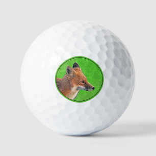Red Fox Painting - Original Wildlife Art Golf Balls