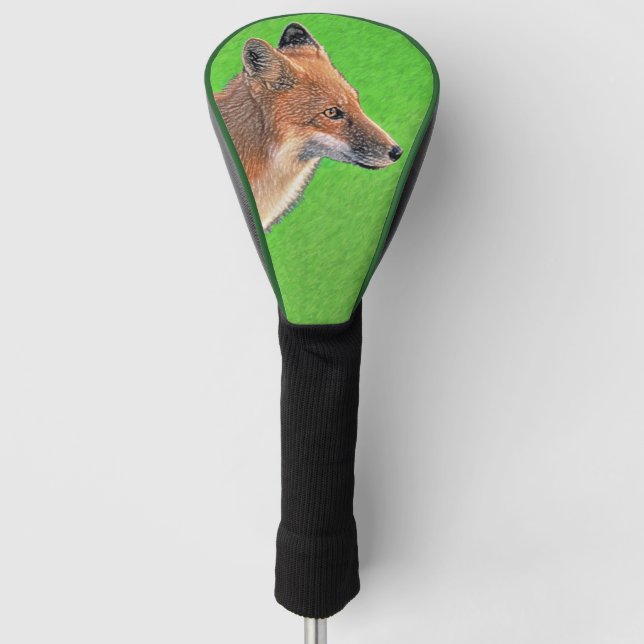 Red Fox Painting - Original Wildlife Art Golf Head Cover (Front)