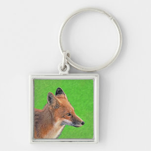 Red Fox Painting - Original Wildlife Art Key Ring